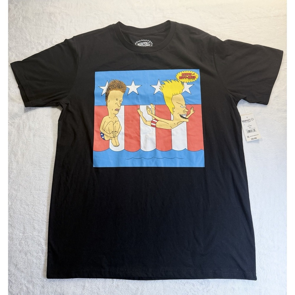 Beavis & Butthead Black Tshirt Men’s L 42/44 NWT Viacom Emo Goth Whimsigoth